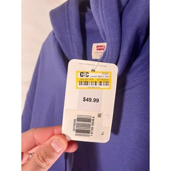 Levi's Men's Palm Logo Relaxed Fit Pullover Sweatshirt - Indigo Extra Large XL - Picture 4 of 6